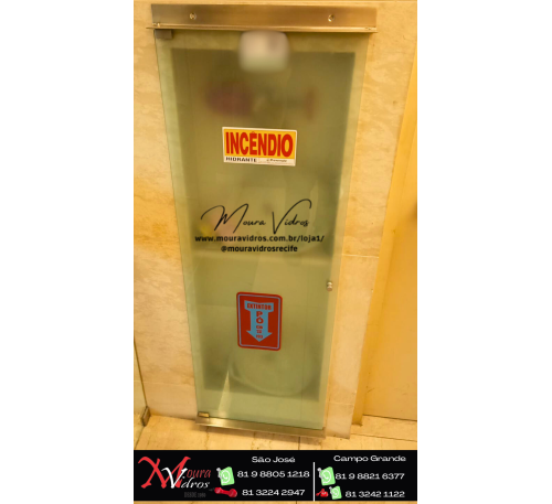 PORTA VIDRO TEMPERADO JATEADO PARA HIDRANTE